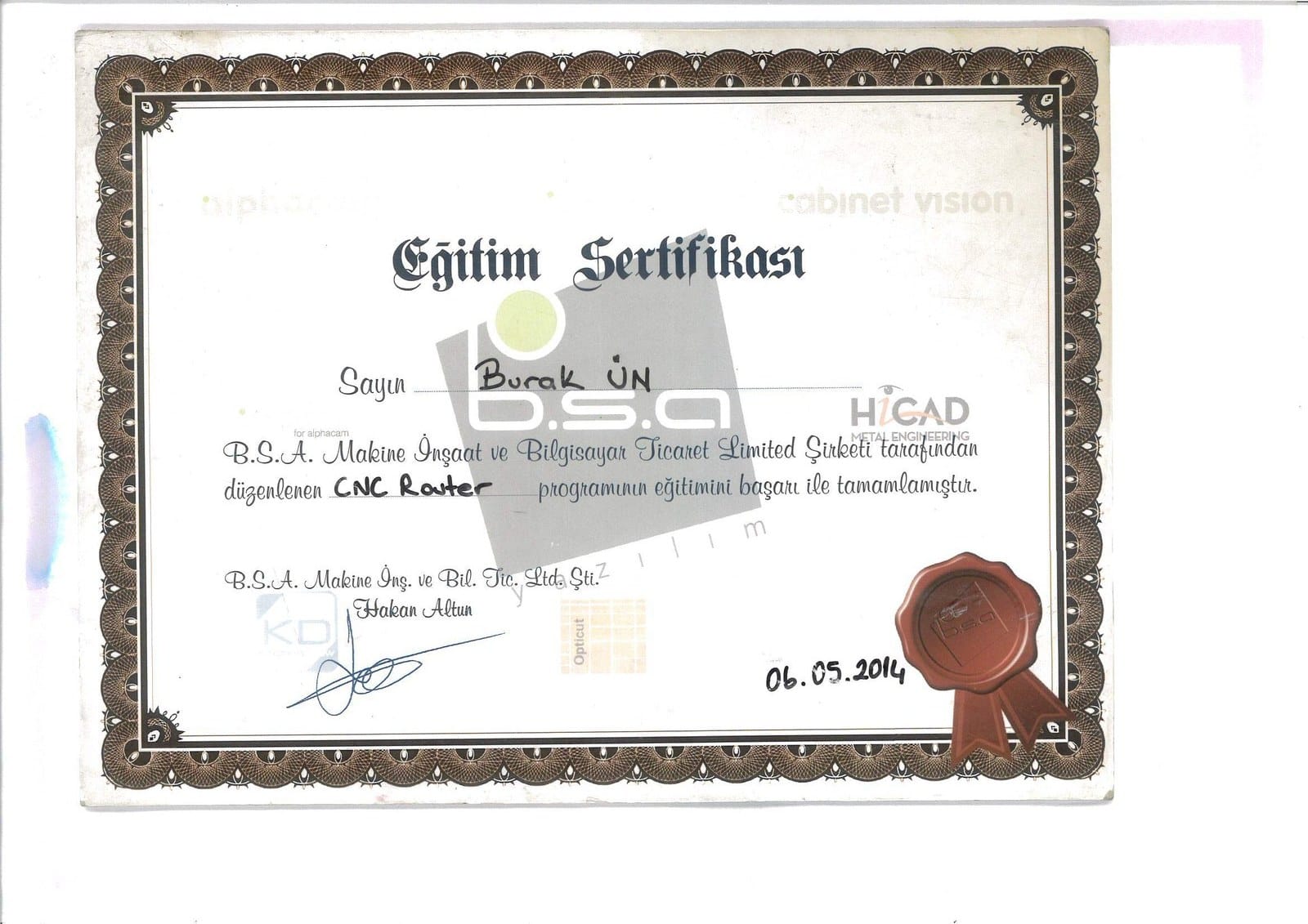 CNC-Router-Schulung (Alphacam) — B.S.A. Makine