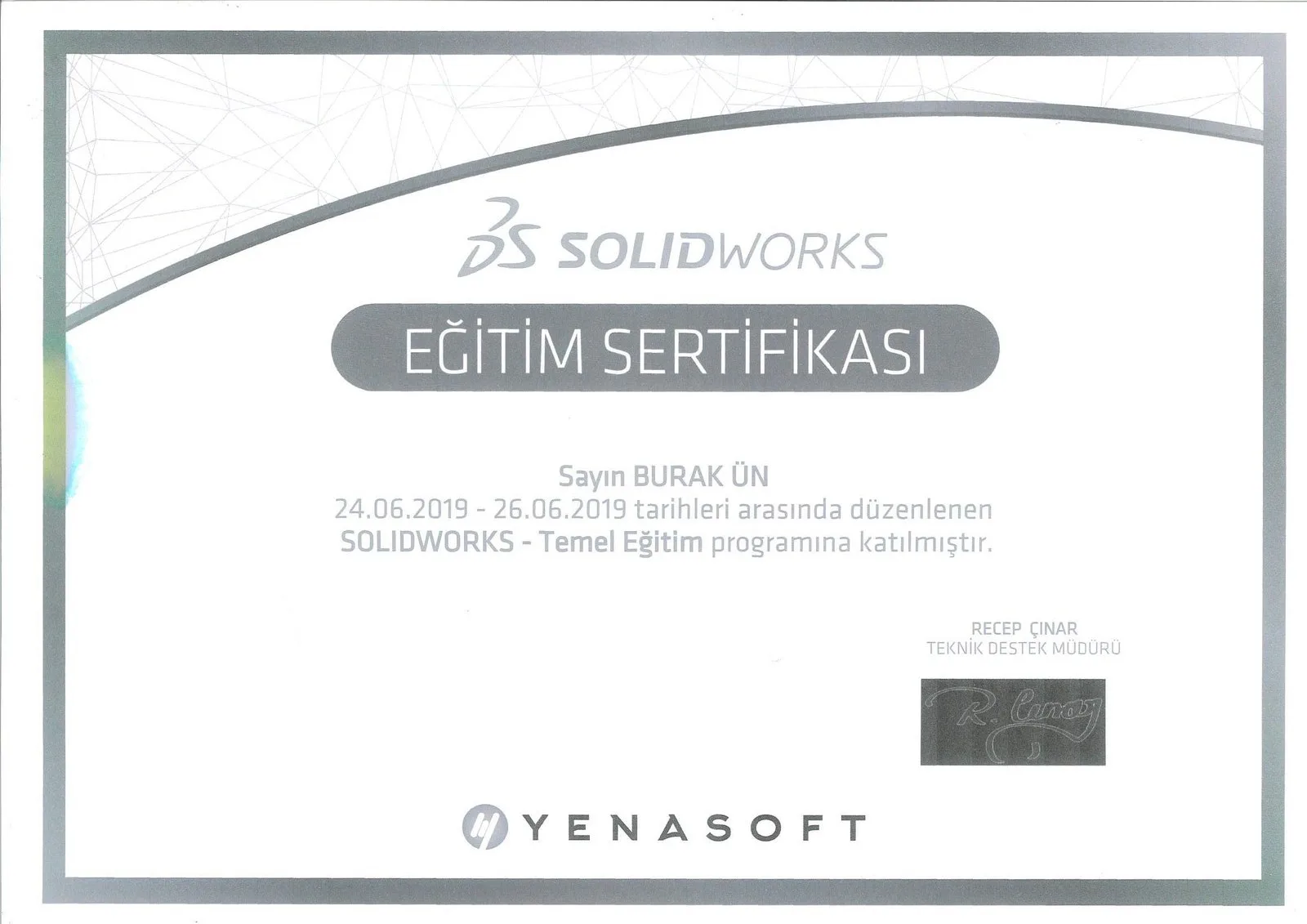 SolidWorks Temel Eğitim — Yenasoft