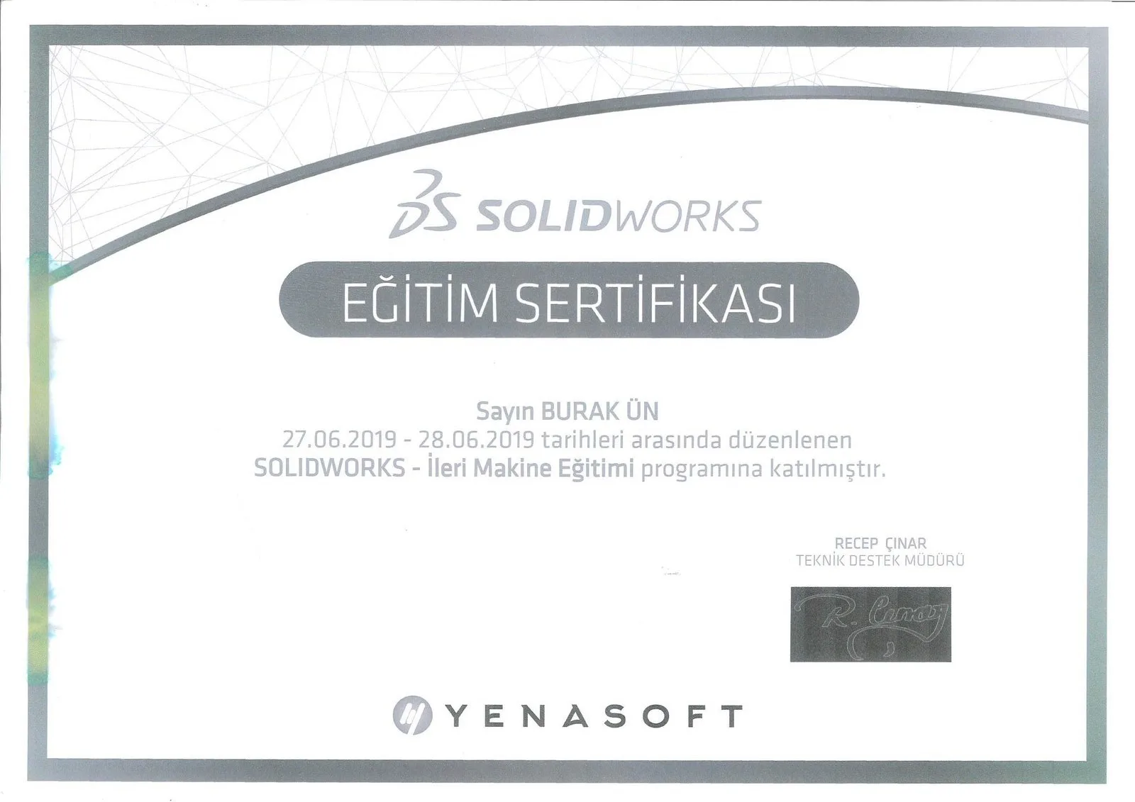 SolidWorks İleri Makine Eğitimi — Yenasoft