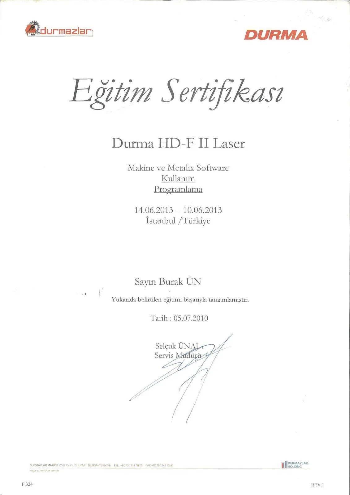 Durma HD-F II Laser + Metalix Programlama — Durmazlar