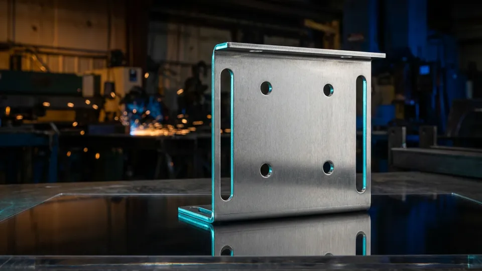 Hassas CNC lazer kesim sac metal bağlantı parçası stüdyo render
